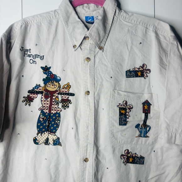 Port and Company Cream Casual Button Down Shirt - Picture 2 of 5